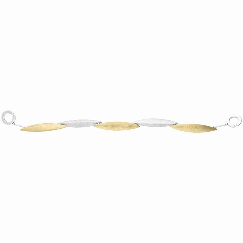 Sterling Silver Gold Plated Long Marquise Link Bracelet D