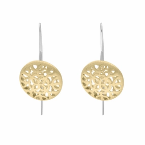 Sterling Silver Gold Plated Round Cut Out Earrings D