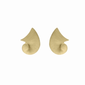 Sterling Silver Gold Plated Shell Shape Stud Earrings D