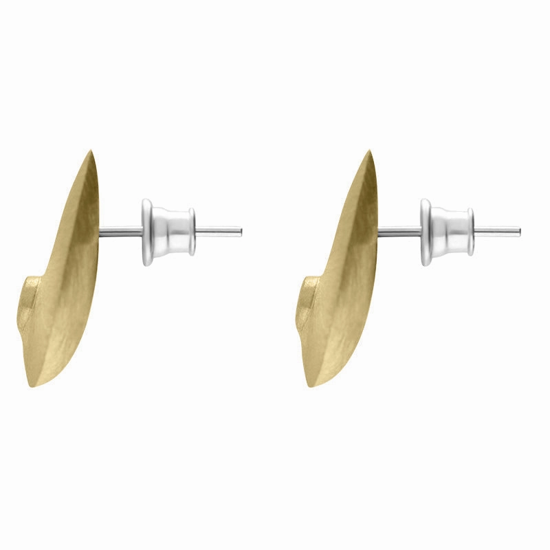 Sterling Silver Gold Plated Shell Shape Stud Earrings D