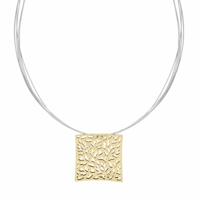 Sterling Silver Gold Plated Square Cut Out Necklace D