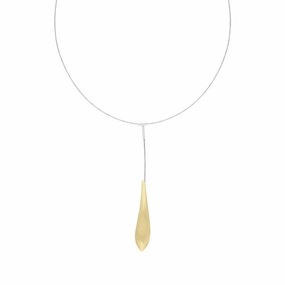 Sterling Silver Gold Plated Tusk Dropper Necklace D