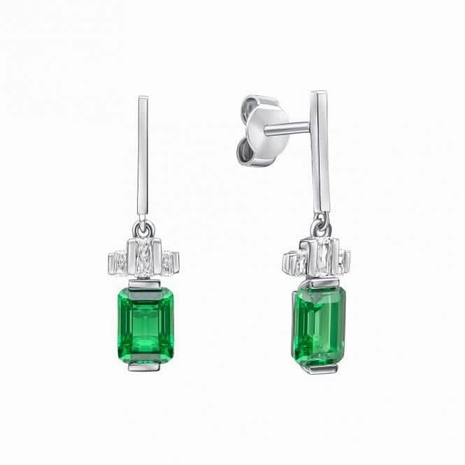 Sterling Silver Green and Clear Cubic Zirconia Earrings E6408