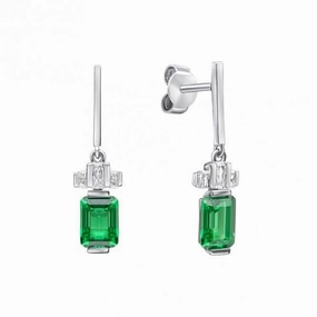 Sterling Silver Green and Clear Cubic Zirconia Earrings E6408