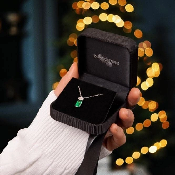 Sterling Silver Green and Clear Cubic Zirconia Pendant P5397