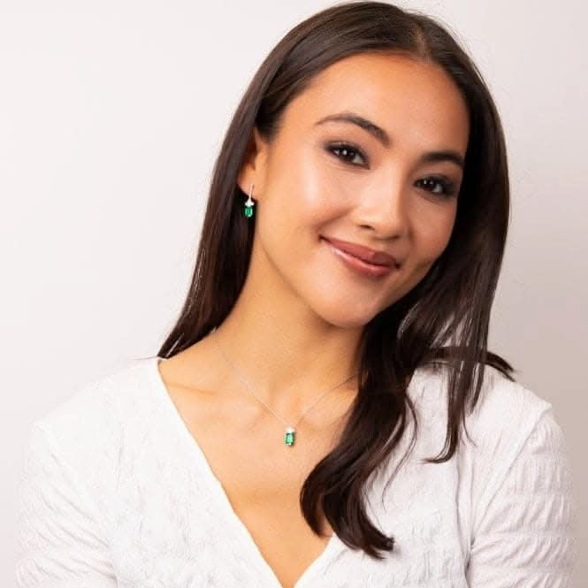 Sterling Silver Green and Clear Cubic Zirconia Pendant P5397