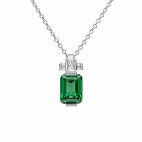 Sterling Silver Green and Clear Cubic Zirconia Pendant P5397