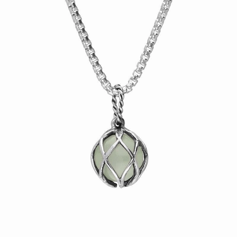 Sterling Silver Green Quartz Emma Stothard Silver Darling 10mm Float Charm Necklace
