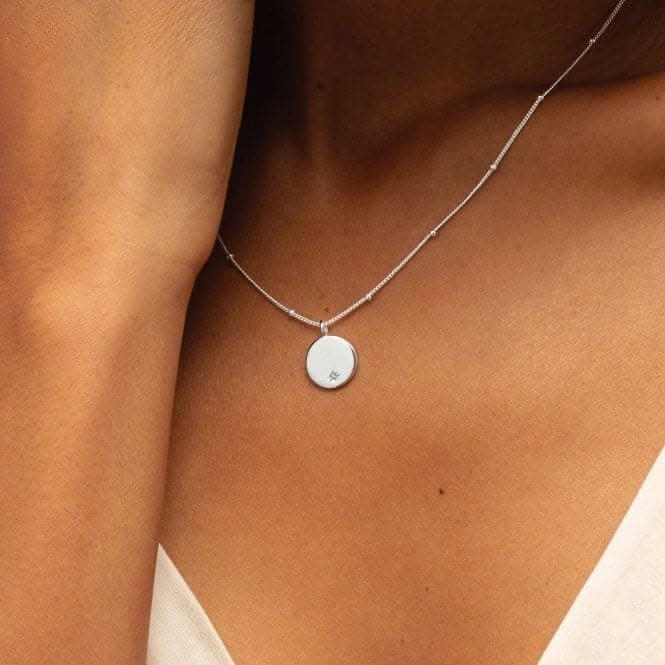 Sterling Silver Happy Birthday Disc Zirconia 46cm   5cm Necklace JJS0013