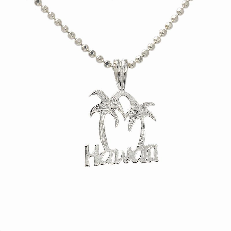 Sterling Silver HAWAII Palm Tree Pendant (Chain Sold Separately)