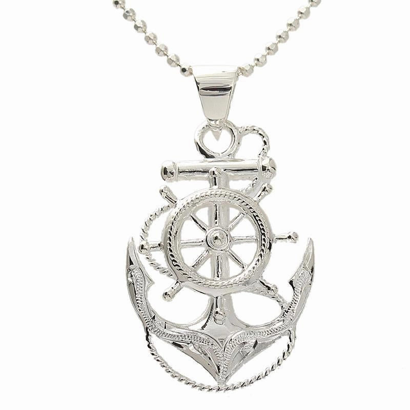 Sterling Silver Hawaiian Scroll Anchor Pendant (Chain Sold Separately)