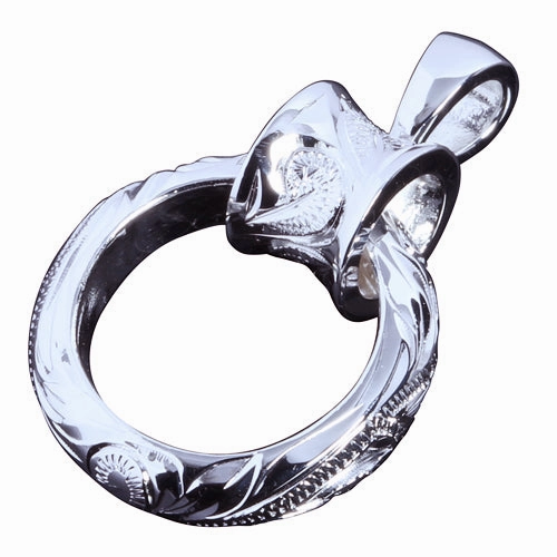 Sterling Silver Hawaiian Scroll Circle/Barrel Pendant (Chain Sold Separately)