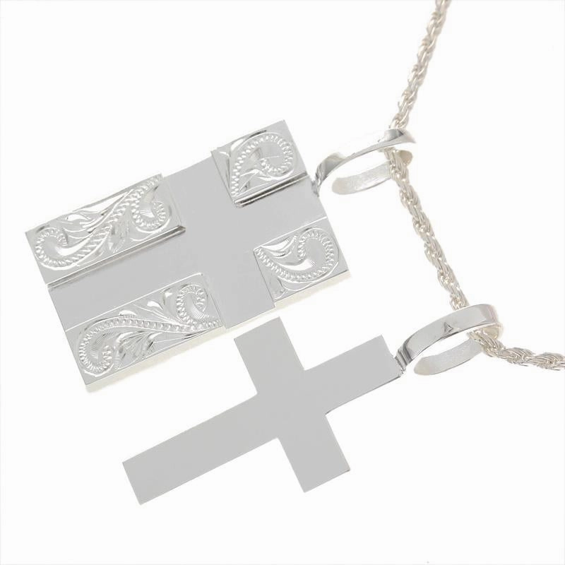 Sterling Silver Hawaiian Scroll Cross in Plate Pendant (Chain Sold Separately)