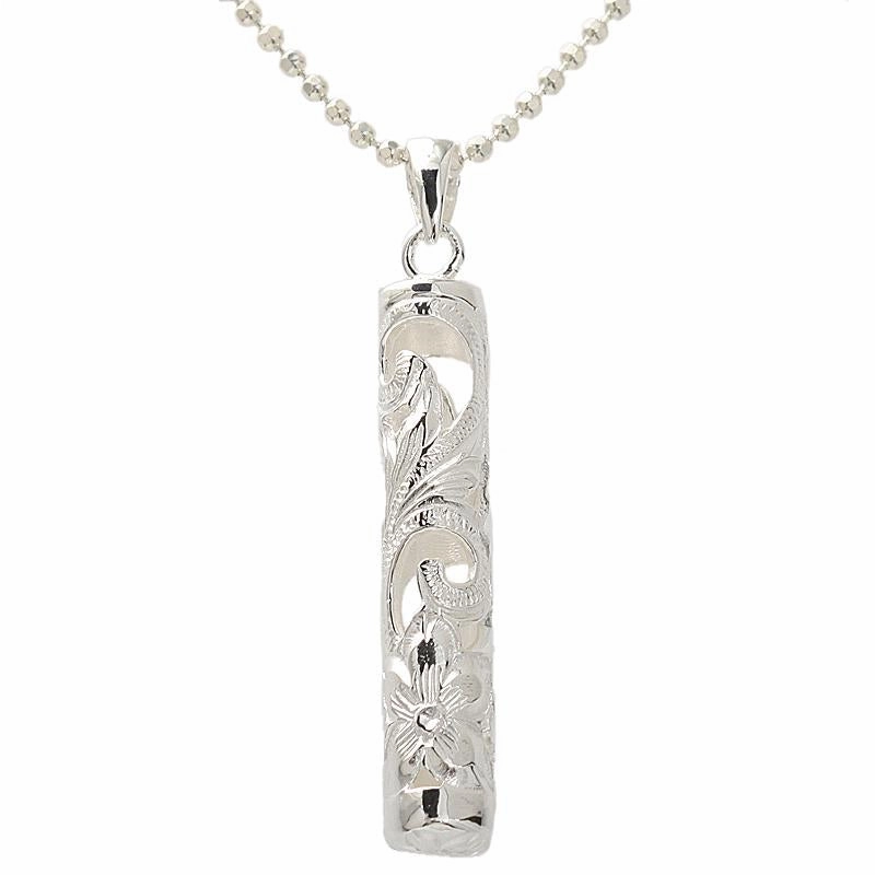 Sterling Silver Hawaiian Scroll Cut Out Tube Pendant (Chain Sold Separately)
