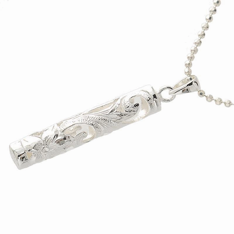 Sterling Silver Hawaiian Scroll Cut Out Tube Pendant (Chain Sold Separately)