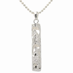 Sterling Silver Hawaiian Scroll Cut Out Tube Pendant (Chain Sold Separately)