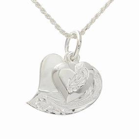 Sterling Silver Hawaiian Scroll Double Heart Pendant (Chain Sold Separately)