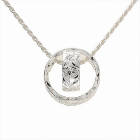 Sterling Silver Hawaiian Scroll Double Ring Pendant (Chain Sold Separately)