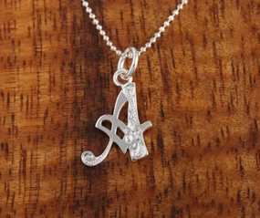 Sterling Silver Hawaiian Scroll Engraved Script Initial Pendant (Chain Sold Separately)