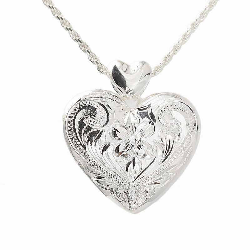 Sterling Silver Hawaiian Scroll Heart Locket Pendant (S/L) (Chain Sold Separately)