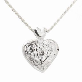 Sterling Silver Hawaiian Scroll Heart Locket Pendant (S/L) (Chain Sold Separately)