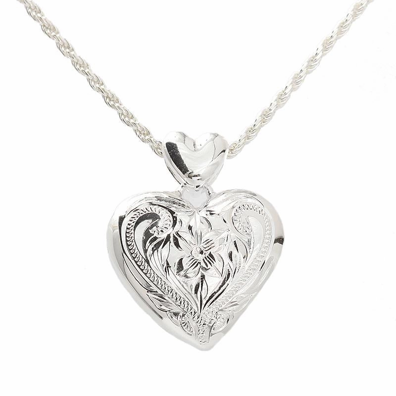 Sterling Silver Hawaiian Scroll Heart Locket Pendant (S/L) (Chain Sold Separately)