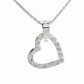 Sterling Silver Hawaiian Scroll Heart with CZ Pendant (Chain Sold Separately)