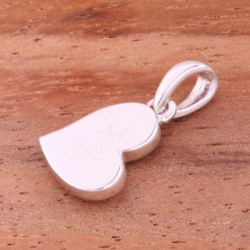 Sterling Silver Hawaiian Scroll Heart with CZ Pendant (Chain Sold Separately)