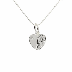 Sterling Silver Hawaiian Scroll Heart with CZ Pendant (Chain Sold Separately)