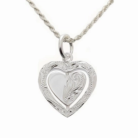 Sterling Silver Hawaiian Scroll Heart with Spinner Heart Pendant (Chain Sold Separately)