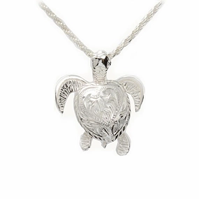Sterling Silver Hawaiian Scroll Honu (Hawaiian Turtle) Moveable Leg Pendant (Chain Sold Separately)