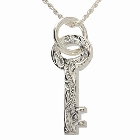 Sterling Silver Hawaiian Scroll Key Pendant (Chain Sold Separately)