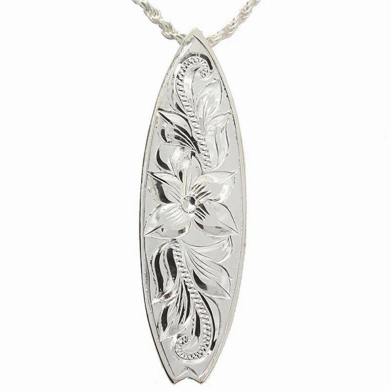 Sterling Silver Hawaiian Scroll Long Board Pendant (S/M) (Chain Sold Separately)