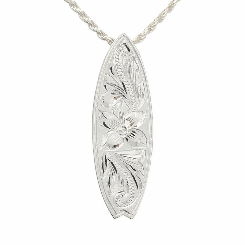 Sterling Silver Hawaiian Scroll Long Board Pendant (S/M) (Chain Sold Separately)