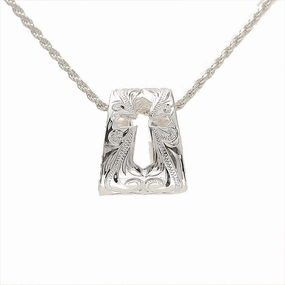Sterling Silver Hawaiian Scroll Outline of Cross Ladder Barrel Pendant (Chain Sold Separately)