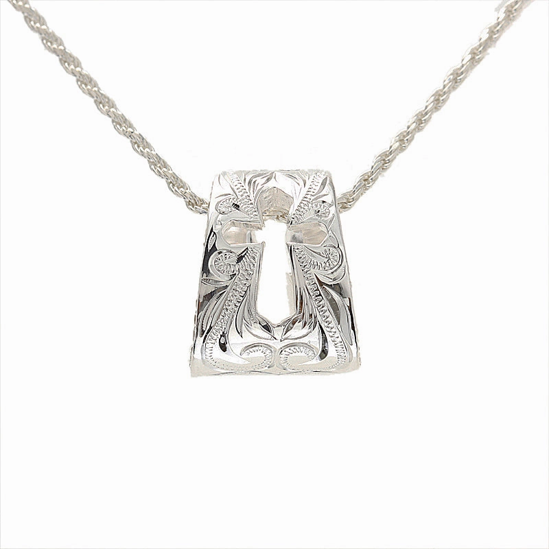 Sterling Silver Hawaiian Scroll Outline of Cross Ladder Barrel Pendant (Chain Sold Separately)