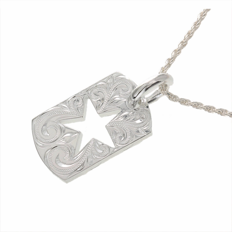 Sterling Silver Hawaiian Scroll Outline of Star Plate Pendant (Chain Sold Separately)