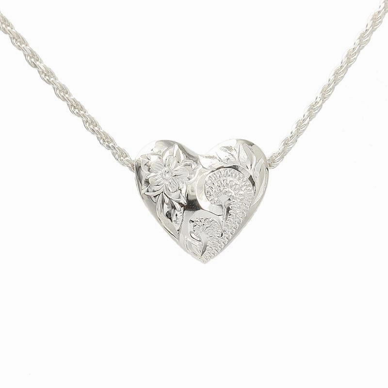 Sterling Silver Hawaiian Scroll Oval Heart Pendant (Chain Sold Separately)