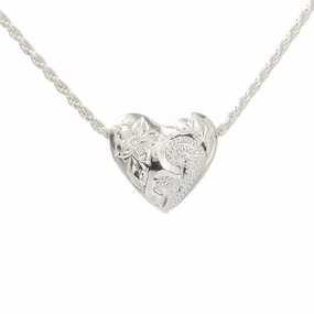 Sterling Silver Hawaiian Scroll Oval Heart Pendant (Chain Sold Separately)