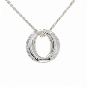 Sterling Silver Hawaiian Scroll Oval Pendant (Chain Sold Separately)