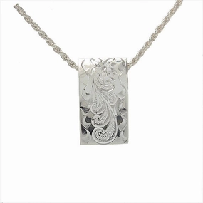 Sterling Silver Hawaiian Scroll Oval Plate Pendant (Chain Sold Separately)