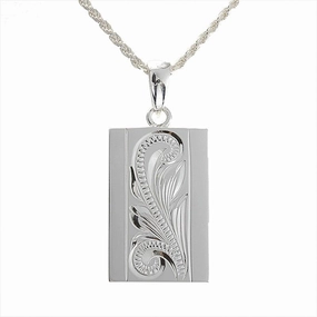 Sterling Silver Hawaiian Scroll Plate Pendant (Chain Sold Separately)