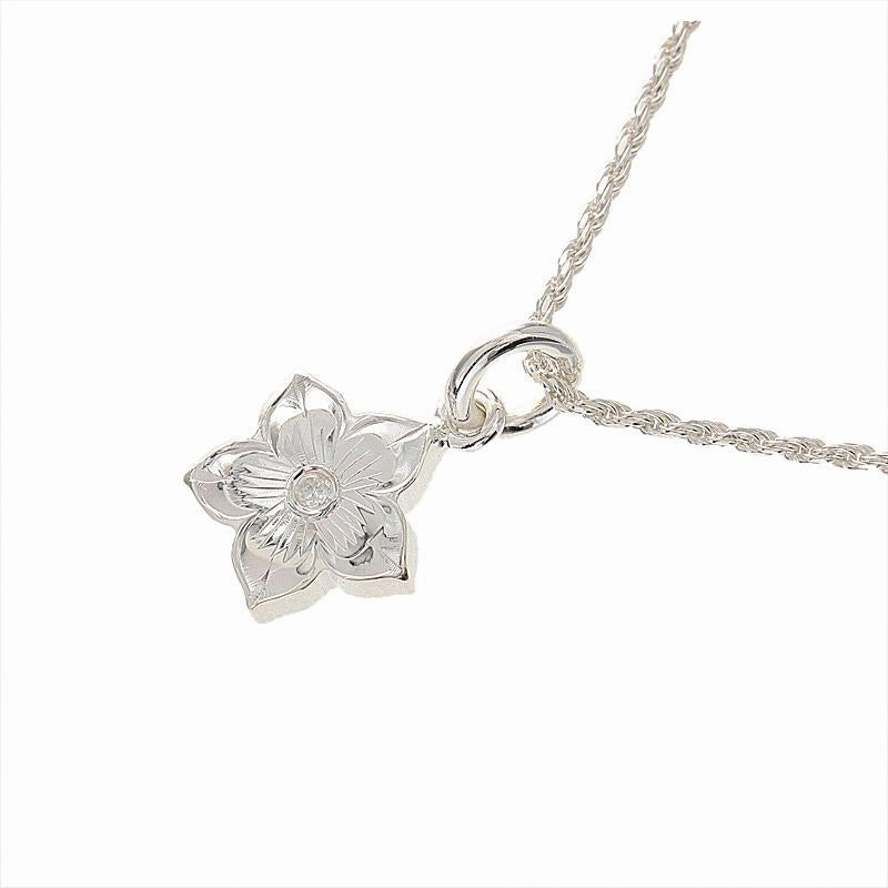 Sterling Silver Hawaiian Scroll Plumeria with CZ Pendant (Chain Sold Separately)