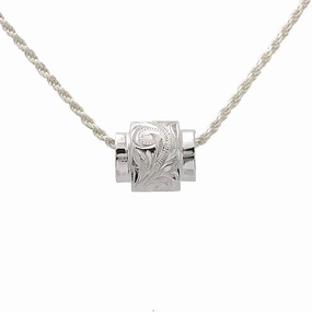 Sterling Silver Hawaiian Scroll Raised Barrel Pendant (Chain Sold Separately)