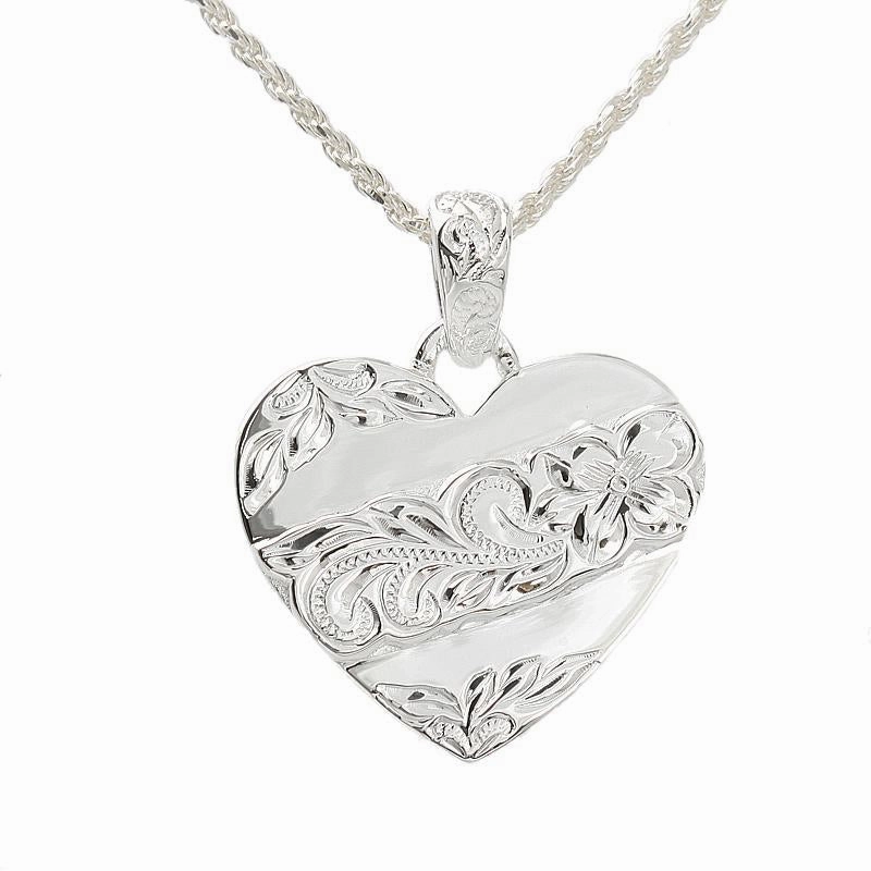 Sterling Silver Hawaiian Scroll Raised Heart Pendant (Chain Sold Separately)