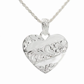 Sterling Silver Hawaiian Scroll Raised Heart Pendant (Chain Sold Separately)