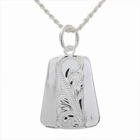 Sterling Silver Hawaiian Scroll Raised Plate Pendant (Chain Sold Separately)