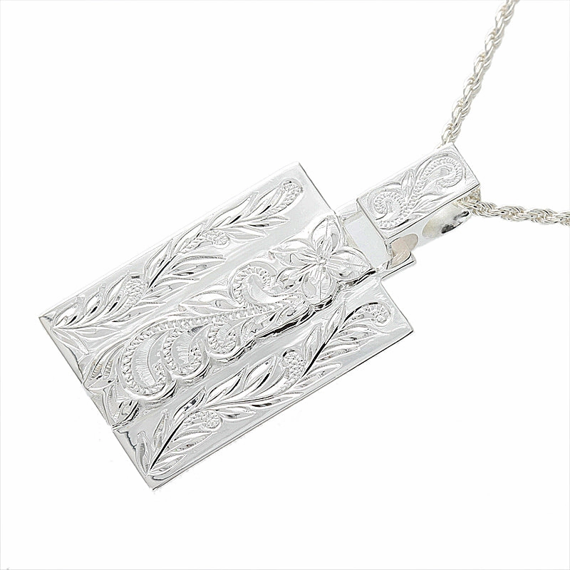 Sterling Silver Hawaiian Scroll Raised Vertical Plate Pendant (Chain Sold Separately)
