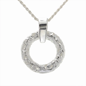 Sterling Silver Hawaiian Scroll See Through Circle Pendant (Chain Sold Separately)