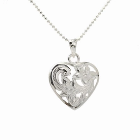 Sterling Silver Hawaiian Scroll See Through Heart Pendant (Chain Sold Separately)